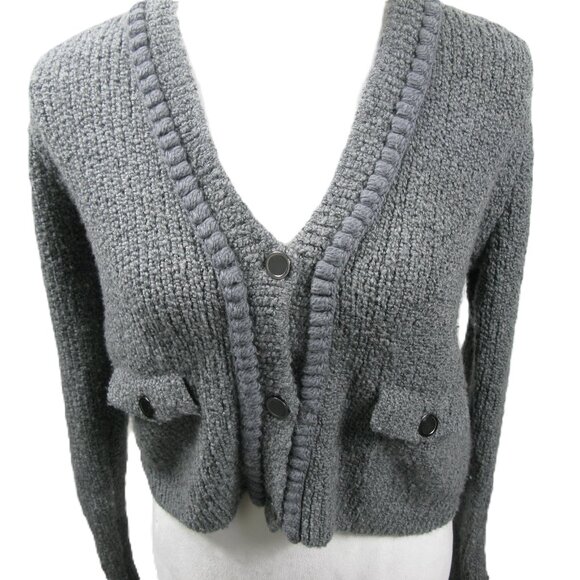 Frame Gray Button Front Soft Wool Cardigan Size Small - Picture 4 of 7